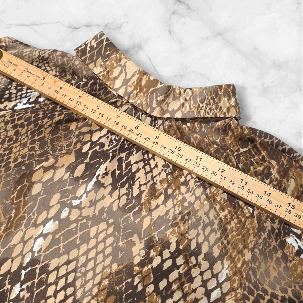 H&M Long Sleeve Tan & Brown Animal Print Blouse Top Shirt Size 4- C81 - Picture 6 of 8